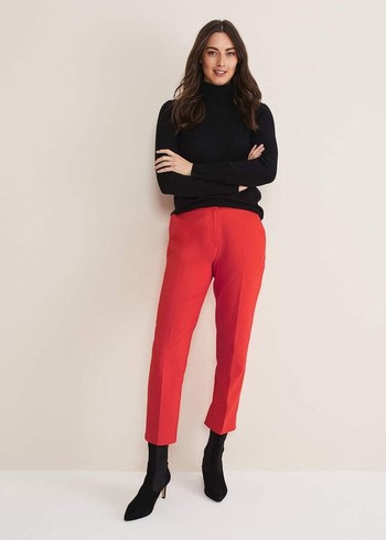 Phase Eight Ulrica Straight Legs Trousers Red Canada | DHUCJW-517